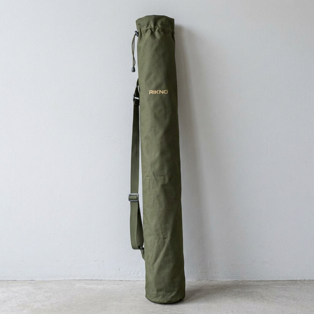 Olive green RIKNO bank brolly with its carry sleeve
