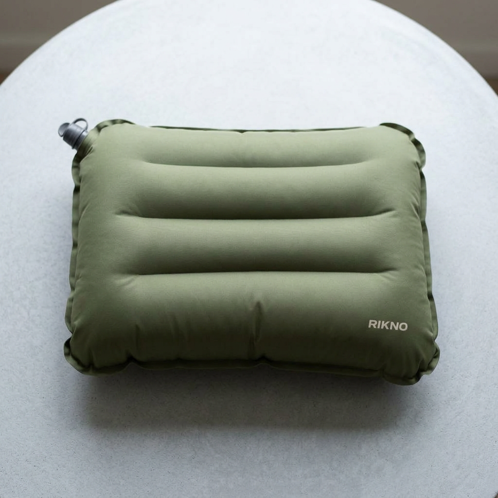 Olive green RIKNO inflatable camp pillow